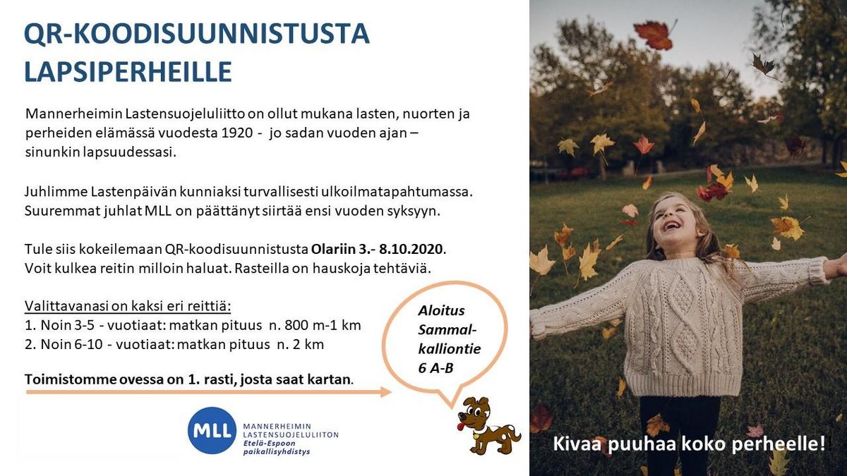 Lastenpäivän Kunniaksi QR-suunnistusta Olarissa 3.- 8.10.2020 | MLL:n ...